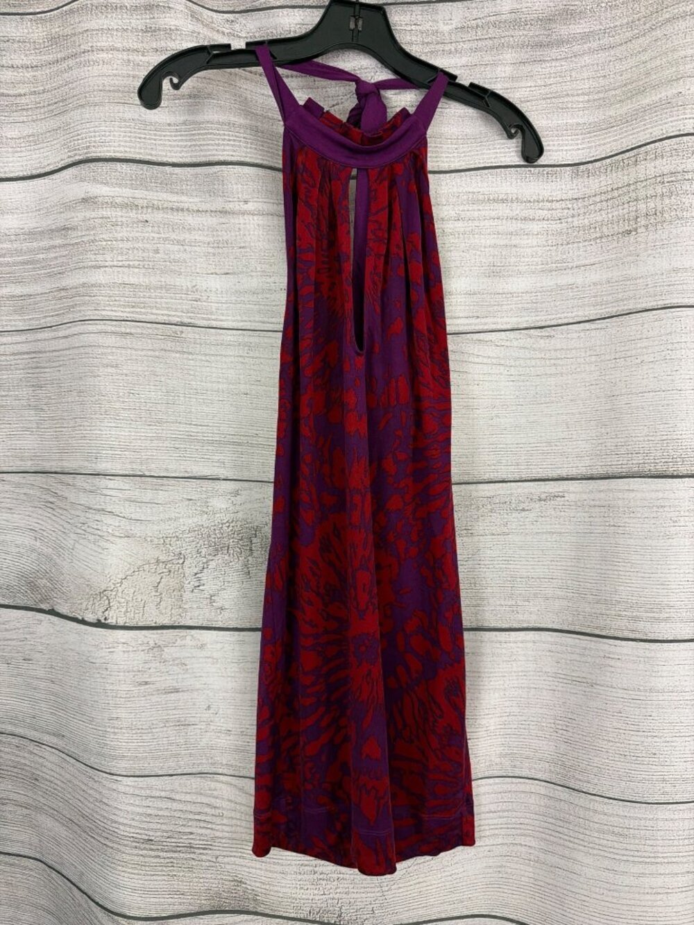 Nanette Lepore Purple Red Halter Neck Keyhole Dress Size 8